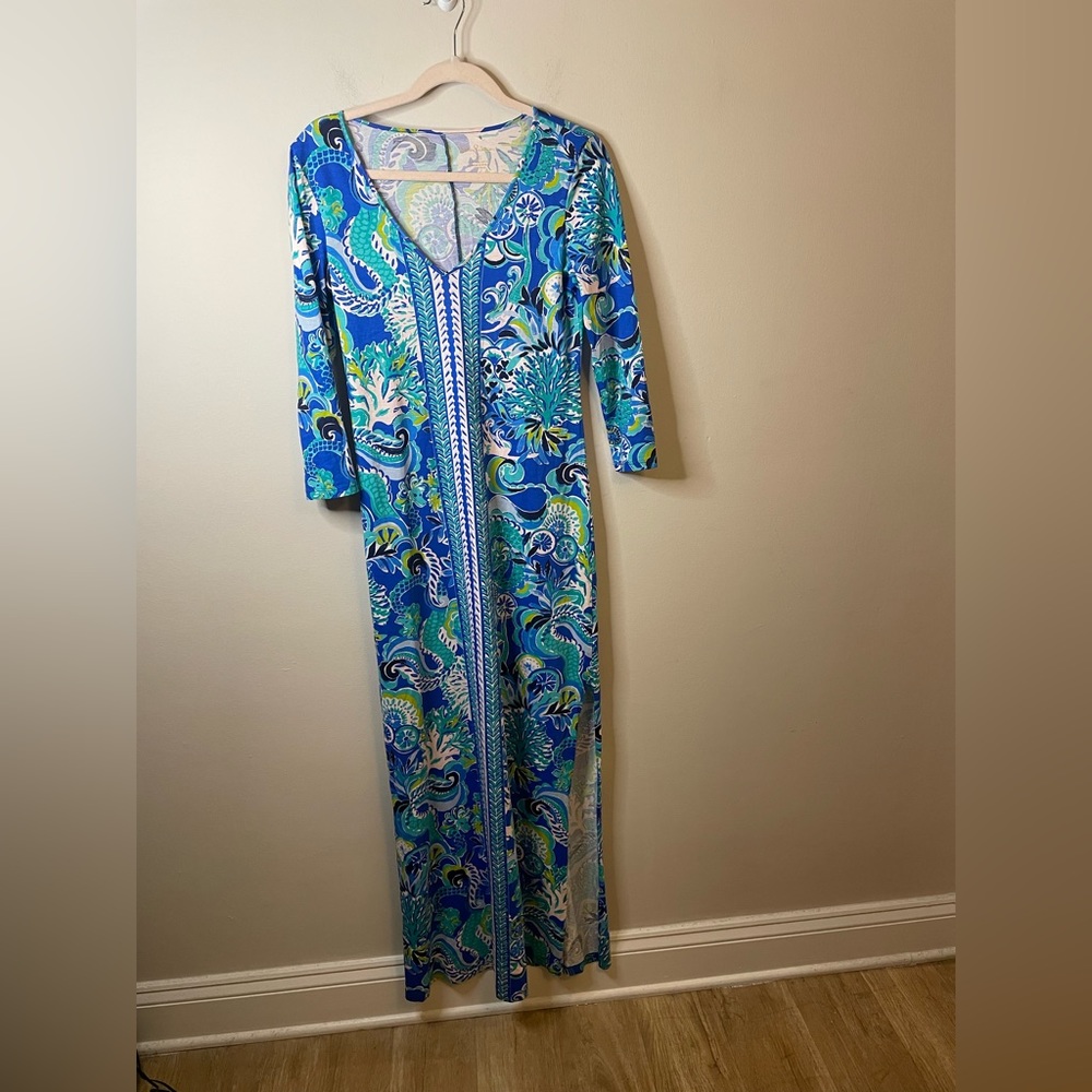 Lilly Pulitzer Anissa Pima Cotton Maxi Dress in Blue Grotto Sirens and Spirits